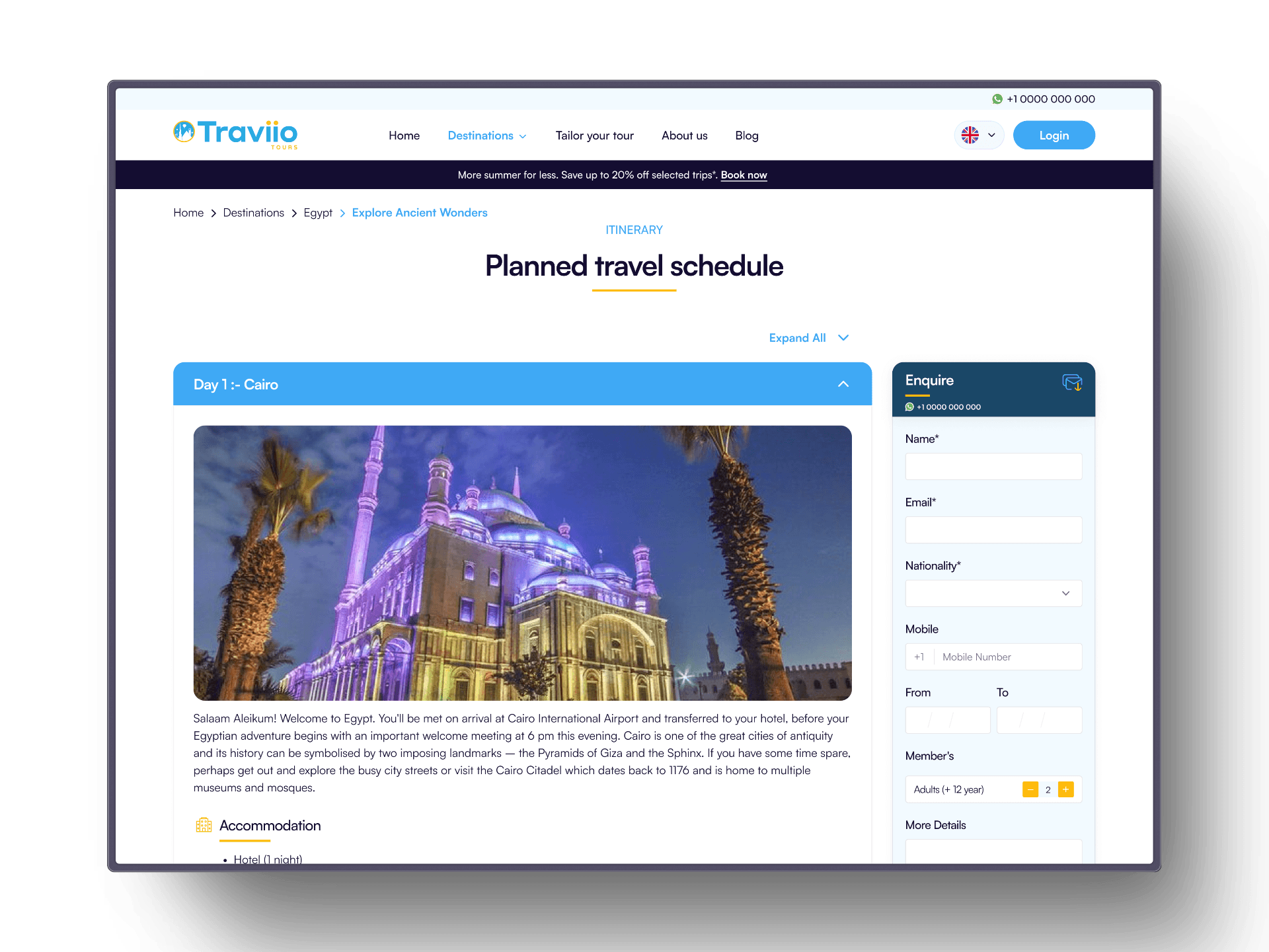 Tour Itinerary Desktop Version
